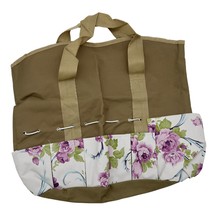 Garden or Craft Supplies Tote Bag Outside Pockets for Tools Tan &amp; Floral... - $16.83