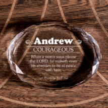 Personalized Christian Gift: Bible Verse Faceted Oval Paperweight Crysta... - £50.74 GBP