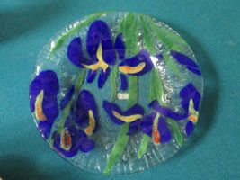 Sydenstricker Glass Fused Glass Compatible with Iris Berry Plate Blue Water 6 3/ - £50.80 GBP