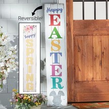 Reversible Sign Happy Easter &amp; Happy Spring Leaning Porch Yard Plaque Home Decor - £16.38 GBP
