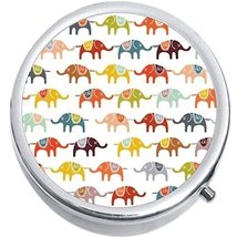 Colorful Elephants Medicine Vitamin Compact Pill Box - $9.78