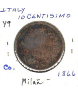 Italy  10 Centisimi, 1866 Copper, KM 9 - $1.50