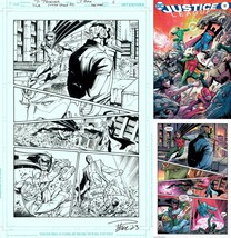 Paul Pelletier Signed Justice League #51 Original Art Page Robin &amp; Green Lantern - £231.96 GBP