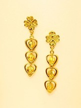 18k solid gold / diamond cut beads drop earring ( PUSH AND PULL BACKING )  #b5 - £560.98 GBP