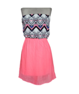 Hot Pink Geometric Strapless Mini Dress Size Medium - £19.72 GBP