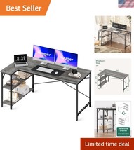 55 Inch L-Shaped Computer Desk with Reversible Shelves for Smart Office ... - $149.99