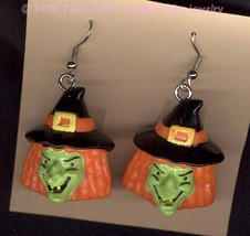 Funky Wicked Witch Of The West Heads Earrings Gothic Halloween Costume Jewelry - £5.41 GBP