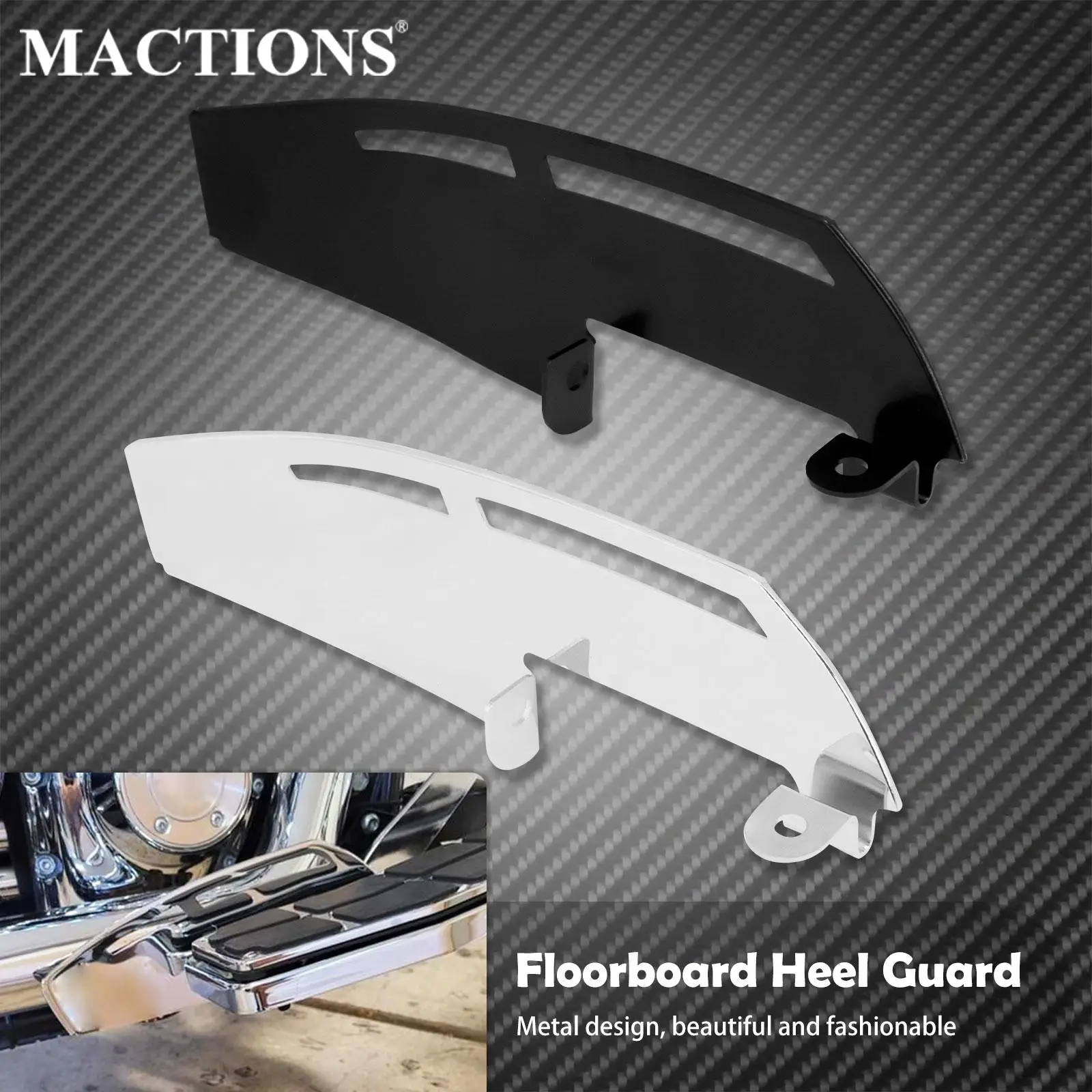 Motorcycle Driver Floorboard Footboard Heel Guard Black/Chrome For Harley - £11.69 GBP+