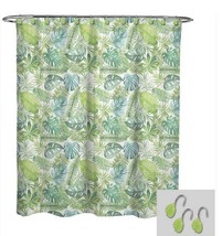 Avanti Palm Leaf Fabric Shower Curtain &amp; Hook Set Summer Beach House Tropical - $39.17