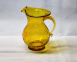 Vintage Pre-1970 FENTON Honey Gold Amber 6&quot; CRACKLE GLASS Flared Pitcher... - £35.96 GBP