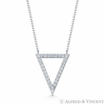 Reverse Open-Triangle Charm CZ Crystal Pave 925 Sterling Silver Necklace Pendant - £22.05 GBP