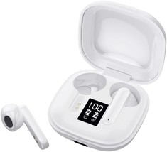 Bluetooth 5.2 Wireless Earphones in-Ear LED Power Display IPX7 Waterproof -White - £29.87 GBP