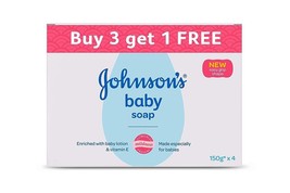 Johnson&#39;s Baby Soap, (150 gm x 4 soap in one pack) Free shipping worldwide - $36.57
