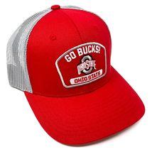Ohio State Buckeys, Go Bucks! Patch Logo Flat Bill Mesh Trucker Snapback Hat - £19.18 GBP