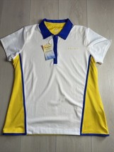 EP Pro Tour Tech Large Short Sleeve Golf Shirt Hokusai White Yellow Polo - $15.99