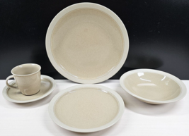 Mikasa Sand Piper 5 Pc Place Setting Plate Bowl Cup Saucer StoneCraft Dishes Lot - £77.14 GBP