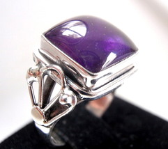 Amethyst Ring Size 5.75 Beautifully Accented Ring 925 Sterling Silver Square - £20.67 GBP