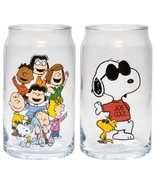 Snoopy Peanuts 22305 Logo Beer Can Pint Glass Cup 16 oz Set of 2 - $43.95 CAD