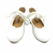 Capezio Jr. Tyette 625T Toddler White Tap Shoes 7 Wide Tie Bow Dance Lea... - £18.69 GBP