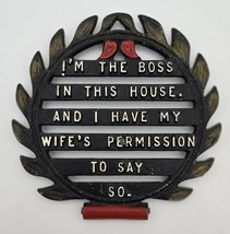 Im The Boss With Wifes Permission Trivet Retro Kitchen Hot Plate Funny D... - $8.00