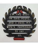 Im The Boss With Wifes Permission Trivet Retro Kitchen Hot Plate Funny D... - $11.00 CAD