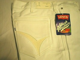 Levi&#39;s Fresh Produce Vtg 70s Usa Pure White (32W) Disco Era Pants New w/Tag Nos! - £78.68 GBP