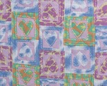 Double-Face Reversible Quilted Hearts Pastel Blocks Fabric by the Yard A... - £10.11 GBP