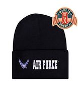 UNITED STATES US AIR FORCE USAF TEXT LOGO BLACK CUFFED KNIT BEANIE WINTE... - $279.47 MXN