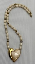Vintage Napier White Gold Tone Lucite Heart Necklace - $19.99
