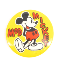 Mickey Mod Metal Pinback Button Walt Disney Productions A Benay-Albee Product - $19.34