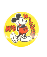 Mickey Mod Metal Pinback Button Walt Disney Productions A Benay-Albee Pr... - $19.34