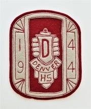 1944 Antique Denver Pa High School Unused Original Felt Patch 6&quot;x4.75&quot; Red White - £36.99 GBP