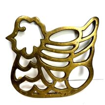 Vintage Rubel 1982 Brass Chicken Hen Trivet Farmhouse Kitchen Country Decor - $14.65