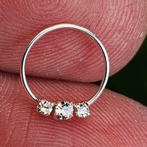 Nose Ring Crystal 3 CZ 925 Silver 8mm Split Ring Tragus Helix Septum Piercing - £4.30 GBP