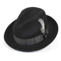 Men Bruno Capelo Fedora Hat Wool 100% Fine Australian Wool Marco MC940 Black image 2