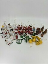 Vntg Wooden Mini Christmas Ornaments Lot of 49 Bells Santa Angels Snowma... - $20.00