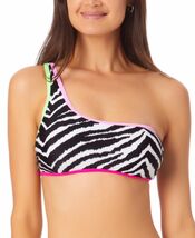 MSRP $20 California Waves Juniors Printed Asymmetric Bikini Top Black Si... - $2.97