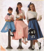 Girls Retro Circular Poodle Skirt Record Applique Costume Sew Pattern Size 10 - £10.21 GBP