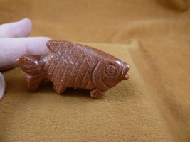 (Y-FIS-TR-551) Orange Goldstone tropical FISH gemstone carving  fishes a... - $14.01