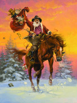 Giclee Santa&#39;s gift painting  r Art Printed on canvas - £7.43 GBP+