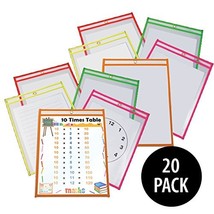 KOVOT Dry Erase Pockets - Set of 20 Multicolored Reusable Wipe Clear Poc... - £15.97 GBP