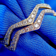 Earth mined Diamond Deco Wedding Band Designer 14k Yellow Rose Gold Ring Set - £1,004.45 GBP