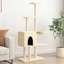 Cat Tree with Sisal Scratching Posts Cream 145 cm - £29.04 GBP