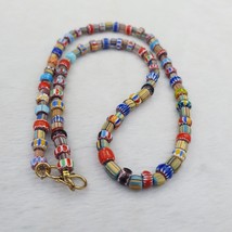 Vintage Chevron Venetian Style Multilayers Glass Beads Necklace NC-810 - £31.01 GBP