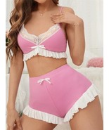 Lace Splicing Color Block Sleepwear Set With Camisole Top And Shorts - $17.81