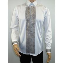 Men CEREMONIA Turkey Shirt 100% Cotton Fancy Rhine Stones #TSV 13 White Slim Fit image 10