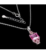 Surface Coated Natural Octagon Pink Topaz 8x6mm 925 Silver Necklace 17 I... - £98.55 GBP