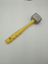 Vintage Meat Tenderizer Hammer Mallet Yellow Handle Aluminum Preowned Two Sided - $13.37