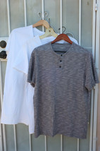 Merona Sz L ~ Men&#39;s Gray Knit Top + 2 Fruit Of The Loom V-neck Tees ~ Ships Free - £15.97 GBP