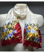 Vintage Silk Floral Scarf Wrap Shawl Japan Yellow Blue Flowers Red White... - $276.07 MXN